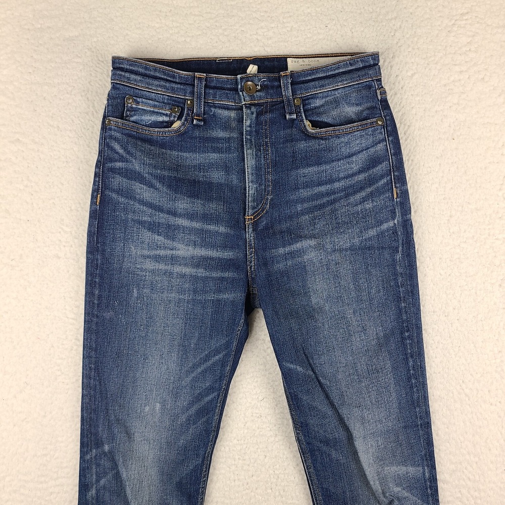 Rag Bone Jeans Womens 27x24 Blue Nina High Rise Skinny Fray Dark Wash‎ Denim - Picture 3 of 14